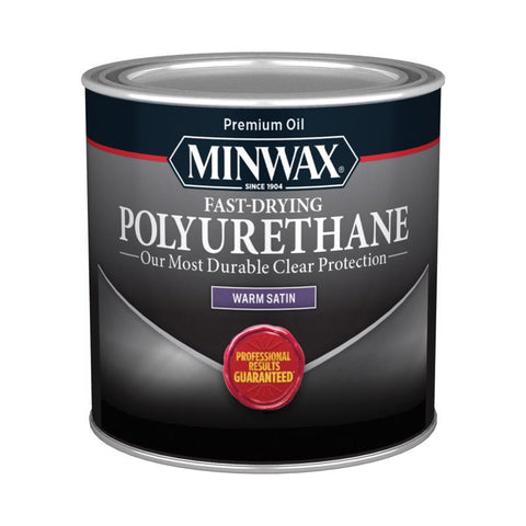 Minwax Warm Satin Clear Oil-Based Fast-Drying Polyurethane 0.5 pt (Pack of 4)