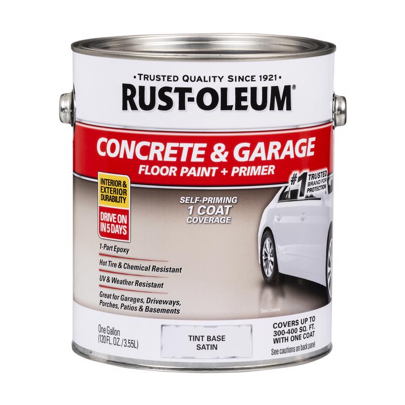 Rust-Oleum Satin Tint Base Water-Based Acrylic Concrete & Garage Floor Paint 1 gal (Pack of 2)