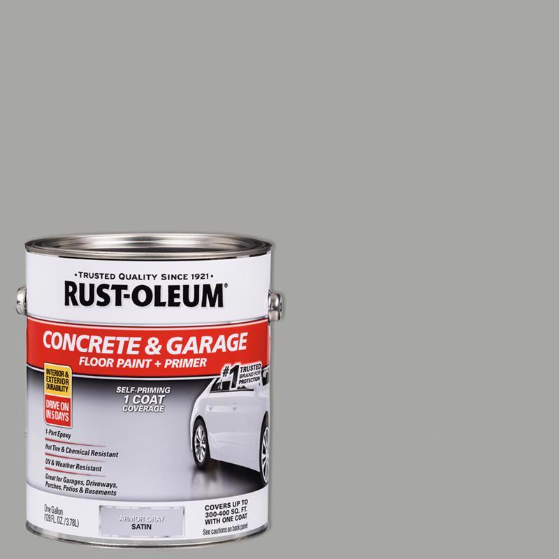 Rust-Oleum Satin Armor Gray Water-Based Acrylic Concrete & Garage Floor Paint 1 gal (Pack of 2)