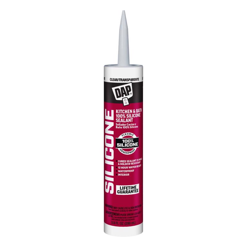 DAP Clear Silicone Kitchen and Bath Sealant 10.1 oz (Pack of 12)