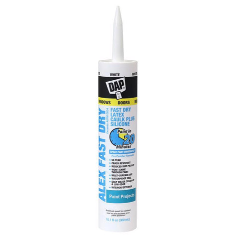 DAP Alex Fast Dry White Acrylic Latex Caulk 10.1 oz (Pack of 12)
