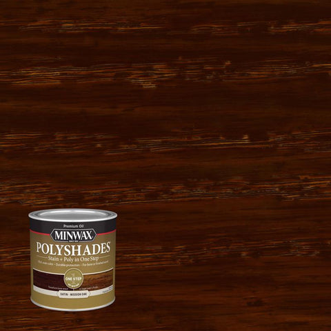 Minwax PolyShades Tinte/Acabado de Poliuretano a Base de Aceite Roble Mission Satinado Semitransparente 1/2 pt