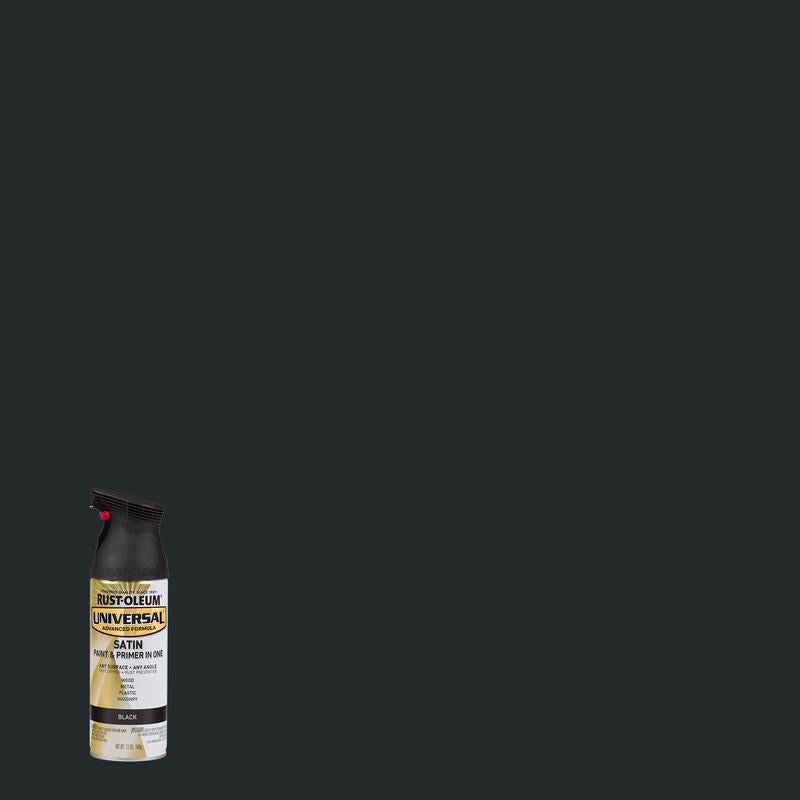 Rust-Oleum Universal Satin Black Spray Paint 12 oz (Pack of 6)
