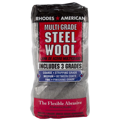 Rhodes American 3 Grade Medium/Coarse/Fine Steel Wool Pad 12 pk (Pack of 6)