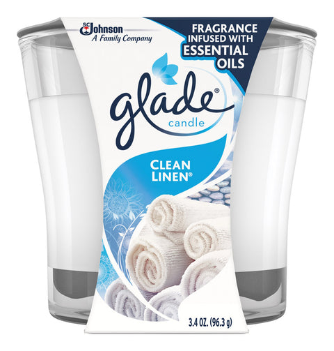 Glade Ivory Clean Linen Scent Jar Air Freshener Candle 3.4 oz (Pack of 6)