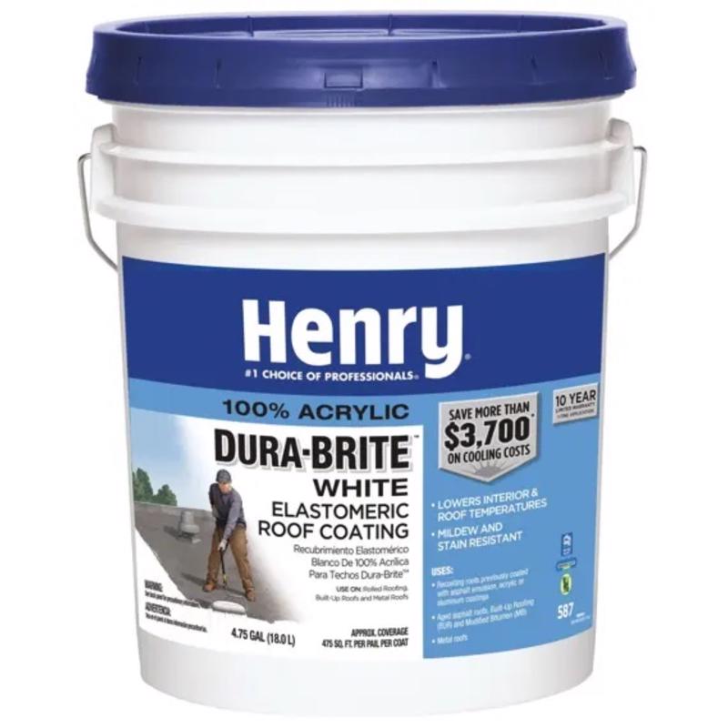 Henry 587 Smooth White Elastomeric Roof Coating 4.75 gal