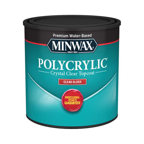 Minwax Polycrylic Gloss Clear Water-Based Polyurethane 0.5 pt (Pack of 4)