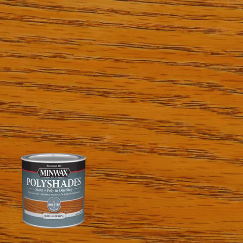 Minwax PolyShades Tinte a base de aceite/Acabado de poliuretano Olde Maple semitransparente brillante 1/2 pt (Paquete de 4)