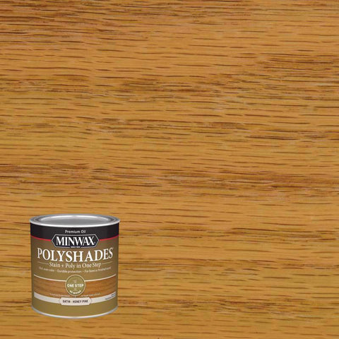 Minwax PolyShades Tinte/Acabado de Poliuretano a Base de Aceite Semitransparente Satinado Pino Miel 1/2 pt