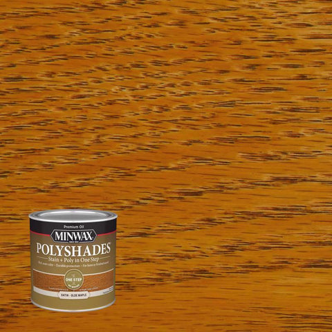 Minwax PolyShades Tinte/Acabado de Poliuretano a Base de Aceite Semitransparente Satinado Olde Maple 1/2 pt