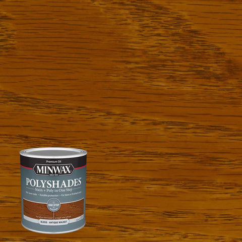 Minwax PolyShades Semi-Transparent Gloss Antique Walnut Oil-Based Stain/Polyurethane Finish 1 qt (Pack of 4)