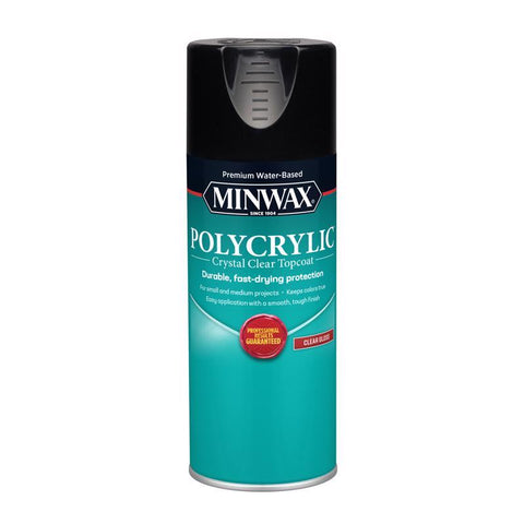 Minwax Polycrylic Gloss Crystal Clear Water-Based Polyurethane 11.5 oz (Pack of 6)