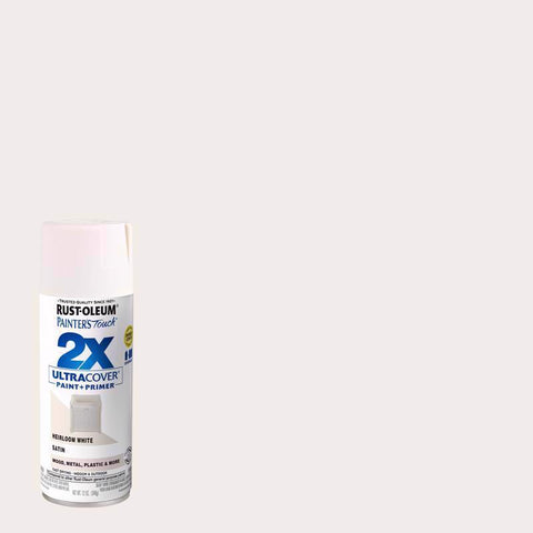 Rust-Oleum Painter's Touch 2X Ultra Cover Satin Heirloom White Paint+Primer Spray Paint 12 oz (Pack of 6)