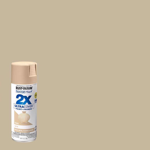 Rust-Oleum Painter's Touch 2X Ultra Cover Satin Fossil Paint+Primer Spray Paint 12 oz (Pack of 6)