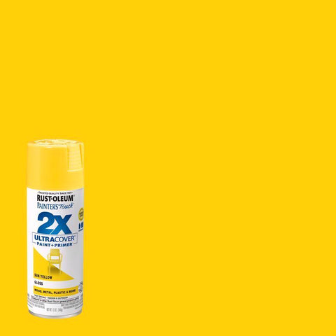 Rust-Oleum Painter's Touch 2X Ultra Cover Gloss Sun Yellow Paint+Primer Spray Paint 12 oz (Pack of 6)