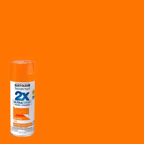 Rust-Oleum Painter's Touch 2X Ultra Cover Gloss Real Orange Paint+Primer Spray Paint 12 oz (Pack of 6)