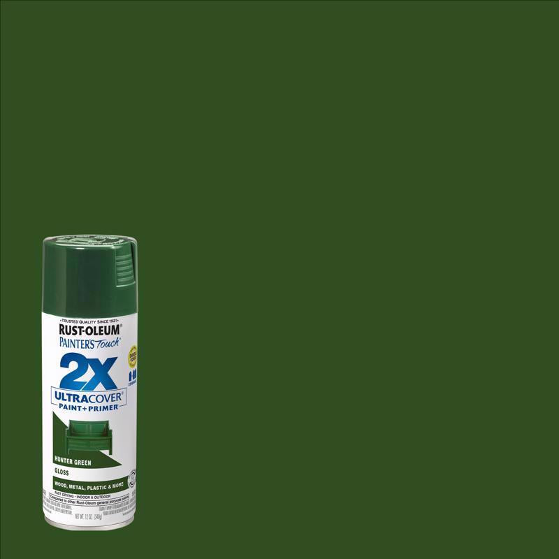 Rust-Oleum Painter's Touch 2X Ultra Cover Gloss Hunter Green Paint+Primer Spray Paint 12 oz (Pack of 6)