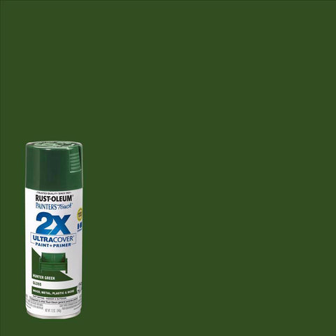 Rust-Oleum Painter's Touch 2X Ultra Cover Gloss Hunter Green Paint+Primer Spray Paint 12 oz (Pack of 6)