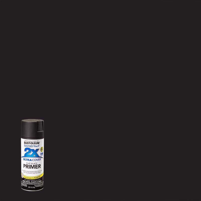 Rust-Oleum Painter's Touch 2X Ultra Cover Flat Black Primer Spray 12 oz (Pack of 6)