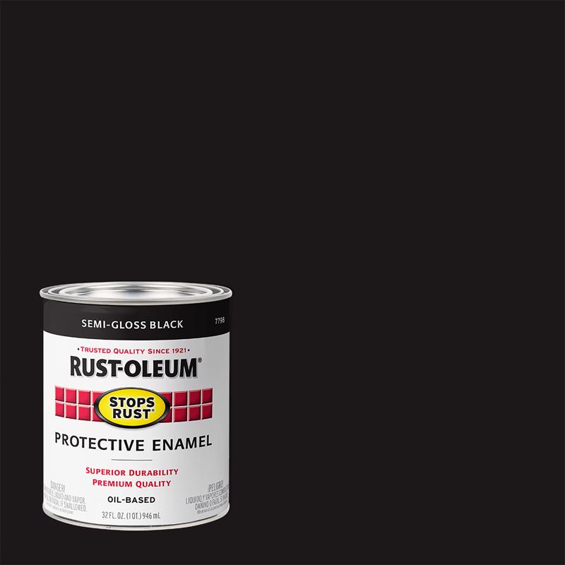 Rust-Oleum Stops Rust Indoor and Outdoor Semi-Gloss Black Oil-Based Protective Paint 1 qt (Pack of 2)