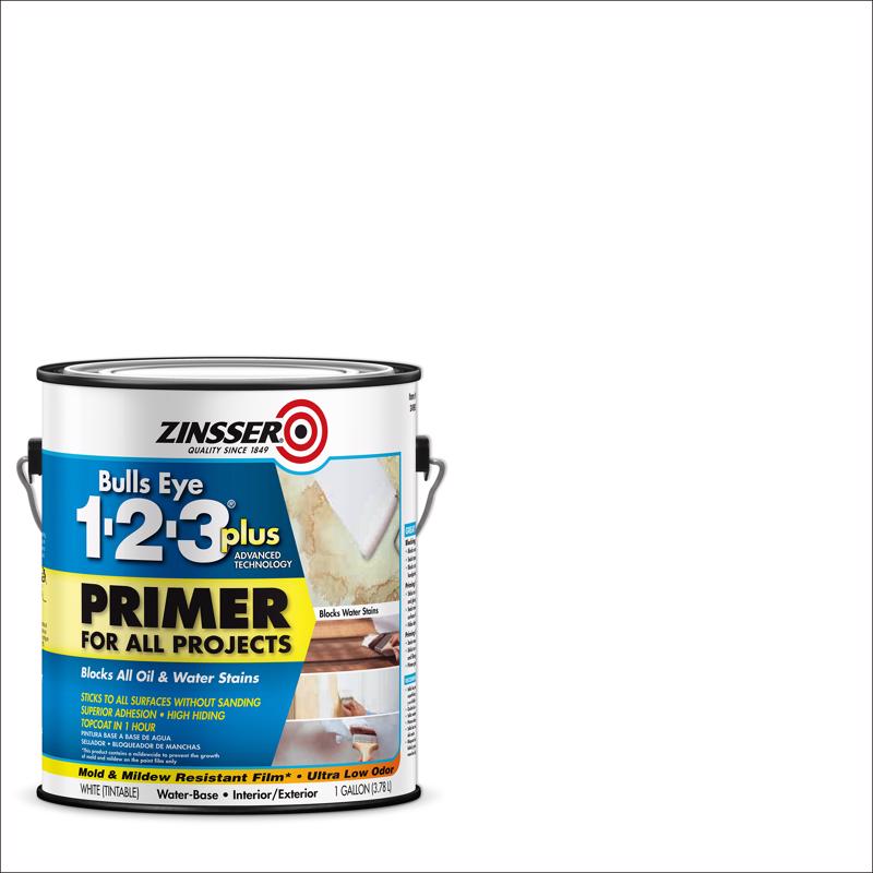 Zinsser Bulls Eye 123 Plus White Water-Based Acrylic Primer 1 gal (Pack of 2)