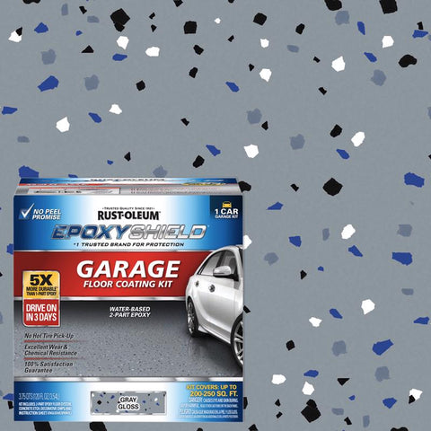 Rust-Oleum Epoxyshield Gloss Gray Water-Based Amine Cured Epoxy Garage Floor Coating Kit 1 gal (Pack of 2)