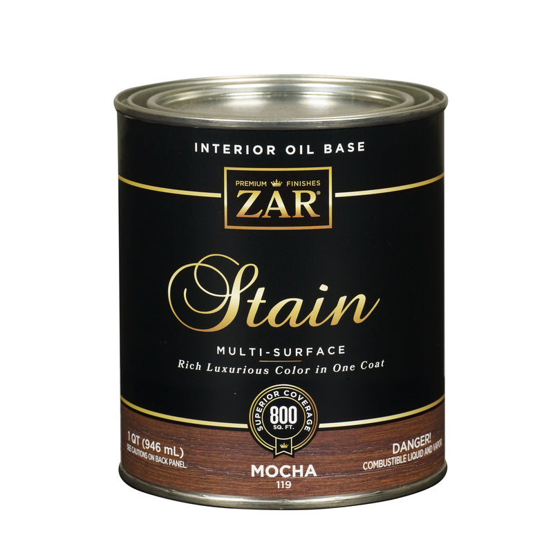 ZAR Semi-Transparent Mocha Oil-Based Polyurethane Wood Stain 1 qt (Pack of 4)
