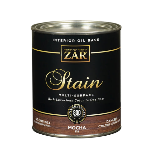 ZAR Semi-Transparent Mocha Oil-Based Polyurethane Wood Stain 1 qt (Pack of 4)