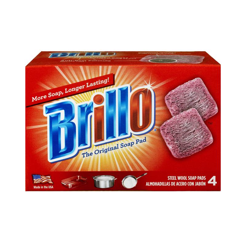 Brillo Heavy Duty Steel Wool Pads For Multi-Purpose 4.5 in. L 4 pc (Pack of 12)