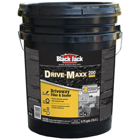 Sellador para entradas de autos Black Jack Drive-Maxx 200, negro mate, a base de agua, de asfalto cauchutado, 4,75 gal