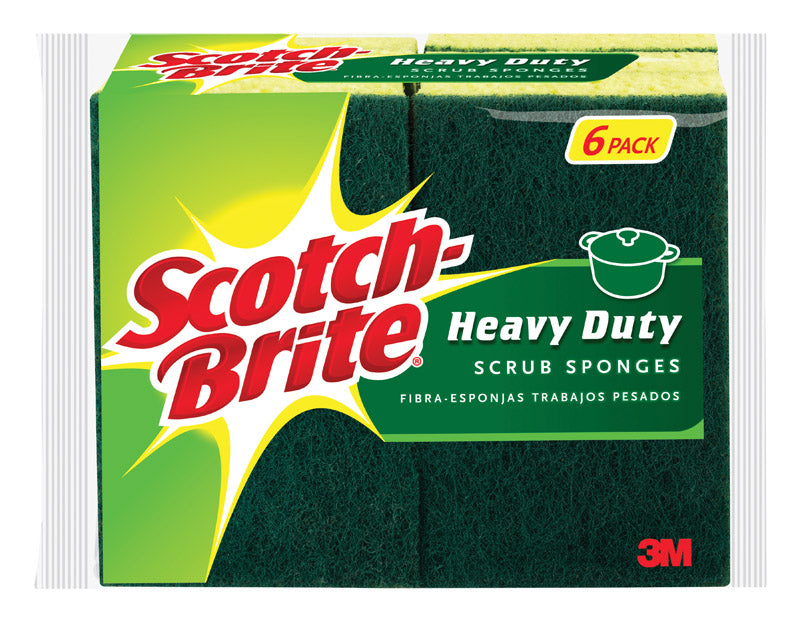 Scotch-Brite Heavy Duty Scrubber Sponge For Pots and Pans 4.5 in. L 6 pk (Pack of 6)