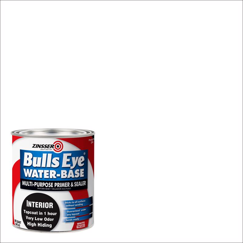 Zinsser Bulls Eye White Flat Water-Based Acrylic Primer and Sealer 1 qt (Pack of 6)