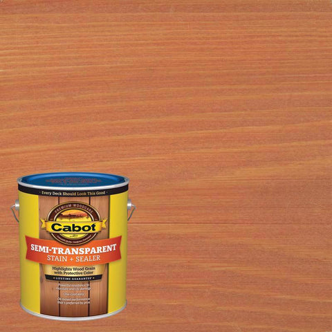 Cabot Semi-Transparent Low VOC Semi-Transparent Redwood Oil-Based Alkyd Stain and Sealer 1 gal (Pack of 4)
