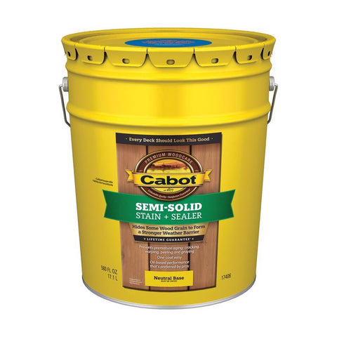 Cabot Semi-Solid Low VOC Semi-Solid Tintable Neutral Base Oil-Based Alkyd Deck and Siding Stain 5 ga