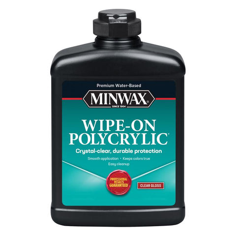 Minwax Wipe-On Poly Gloss Clear Water-Based Polyurethane 1 pt (Pack of 4)