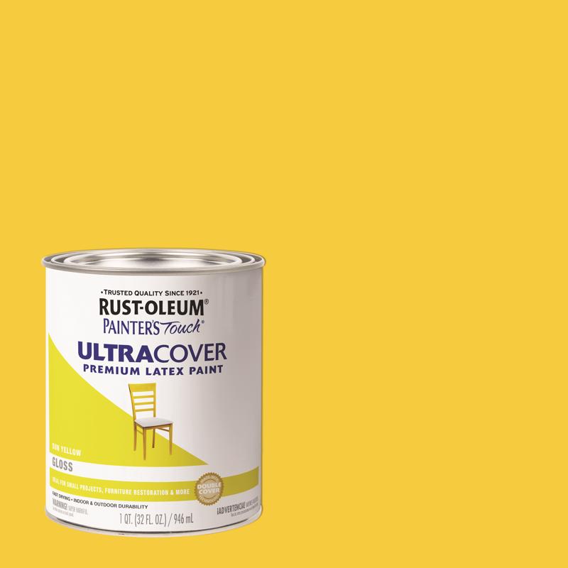 Rust-Oleum Painters Touch 2X Gloss Sun Yellow Ultra Cover Paint Exterior and Interior 1 qt (Pack of 2)