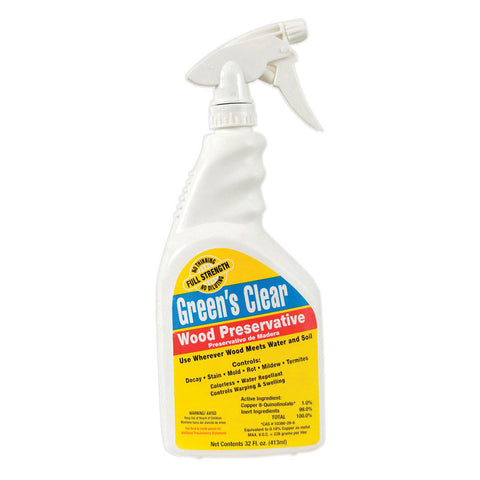Green's Clear Flat Clear Clear Water-Based Wood Preservative 1 qt (Pack of 6)