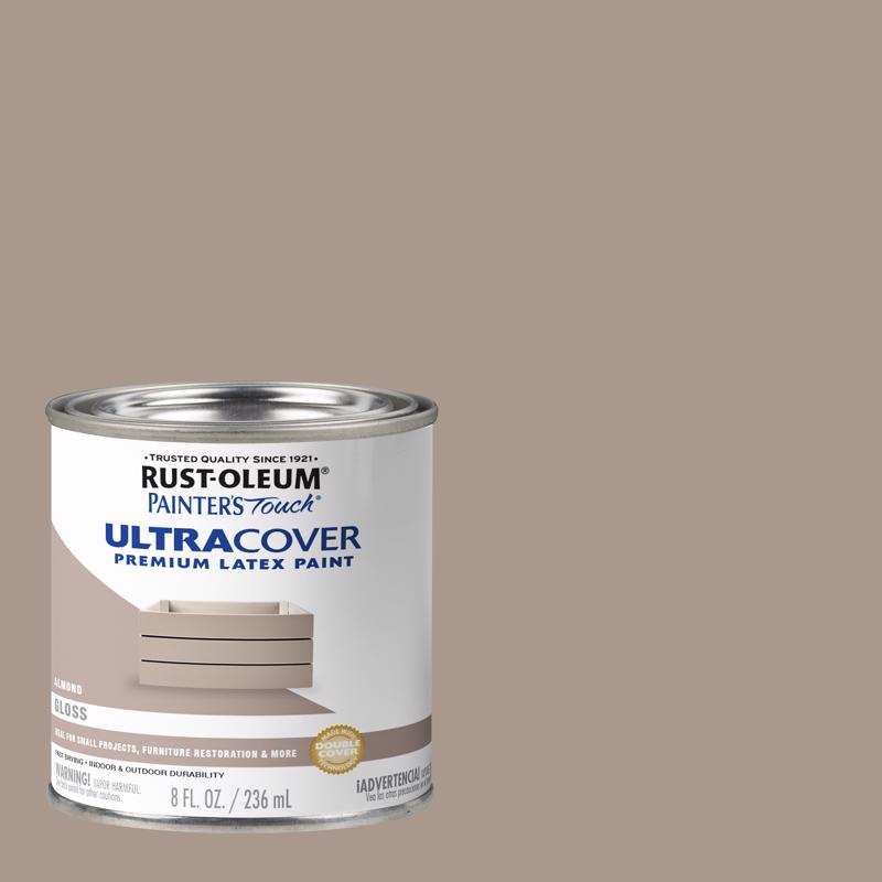 Rust-Oleum Painters Touch Ultra Cover Gloss Almond Water-Based Paint Exterior and Interior 8 oz (Pack of 6)