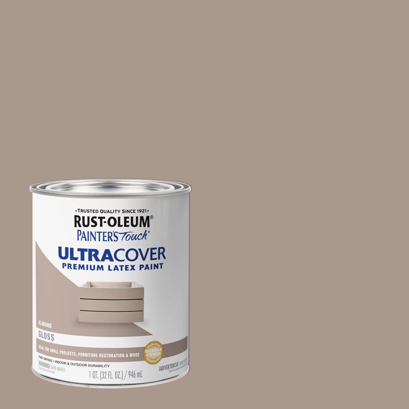 Rust-Oleum Painters Touch Ultra Cover Gloss Almond Water-Based Paint Exterior and Interior 1 qt (Pack of 2)