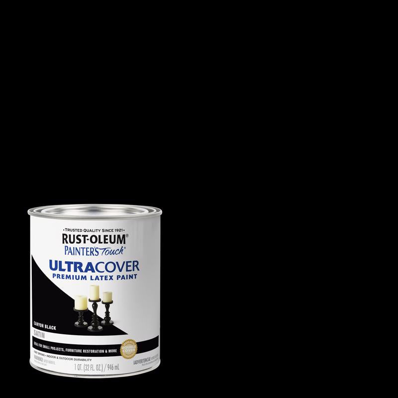 Rust-Oleum Painters Touch Satin Canyon Black Paint Exterior and Interior 1 qt (Pack of 2)