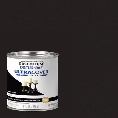 Rust-Oleum Ultra Cover Satin Canyon Black Paint Exterior and Interior 8 oz (Pack of 6)