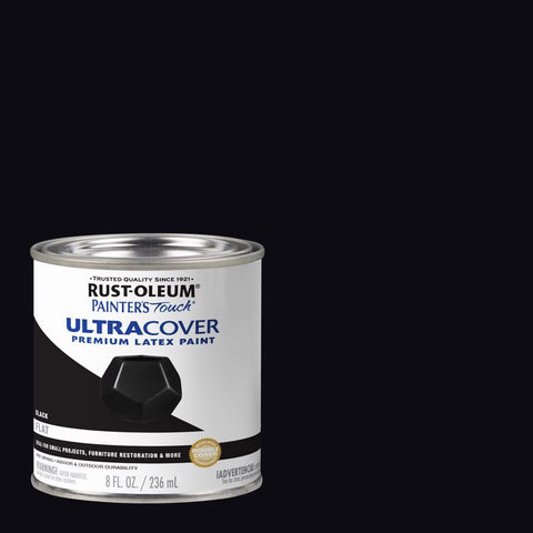 Rust-Oleum Painters Touch Flat Black Water-Based Ultra Cover Paint Exterior and Interior 0.5 pt (Pack of 6)