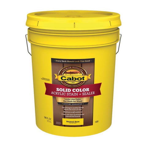 Cabot Solid Color Acrylic Stain & Sealer Solid Tintable Neutral Base Water-Based Acrylic Deck Stain