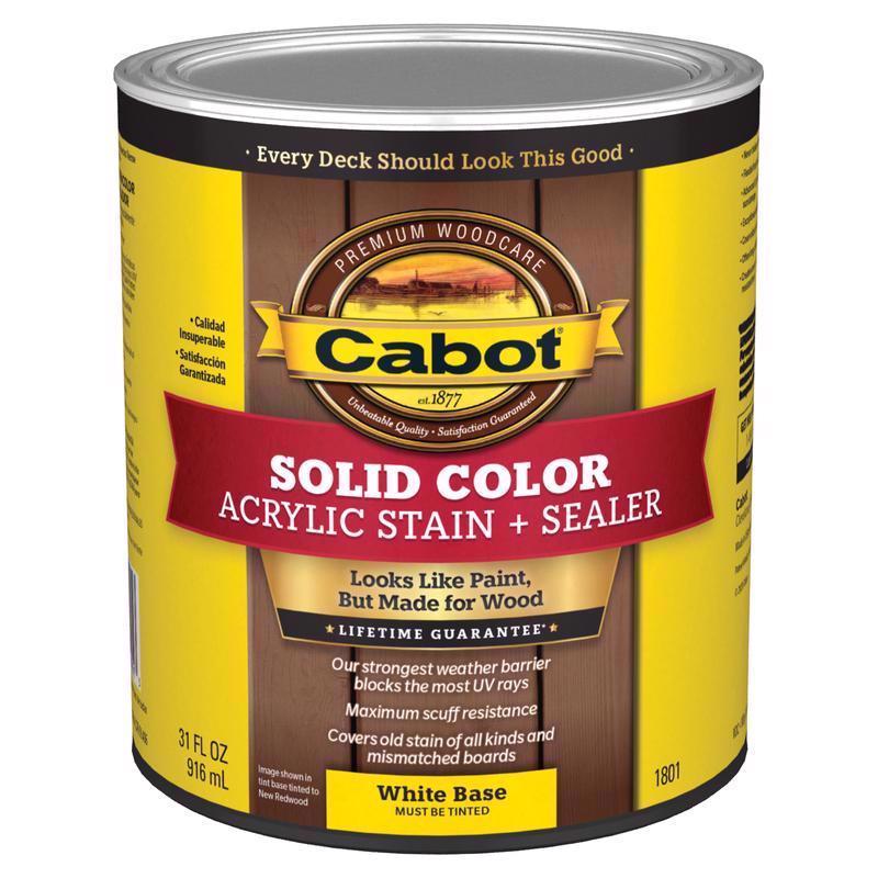 Cabot Solid Color Acrylic Stain & Sealer Solid Tintable White Base Water-Based Acrylic Deck Stain 1 (Pack of 4)
