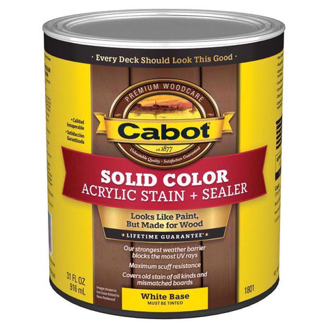 Cabot Solid Color Acrylic Stain & Sealer Solid Tintable White Base Water-Based Acrylic Deck Stain 1 (Pack of 4)
