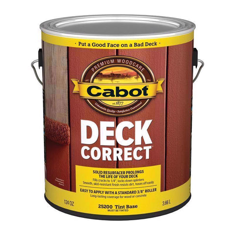 Cabot DeckCorrect Solid Tintable Tint Base Water-Based Acrylic Deck Resurfacer 1 gal (Pack of 4)