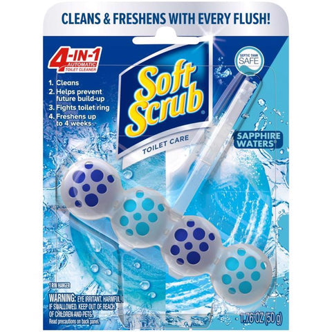 Soft Scrub 4-in-1 Toilet Care Sapphire Waters Scent Toilet Bowl Cleaner 1.76 oz Tablet (Pack of 6)