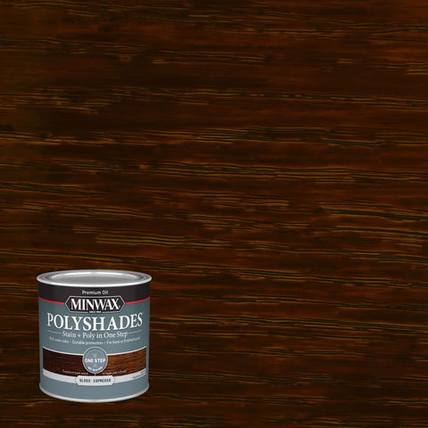 Minwax PolyShades Semi-Transparent Gloss Espresso Oil-Based Stain/Polyurethane Finish 1/2 pt (Pack of 4)