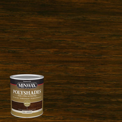 Minwax PolyShades Tinte/Acabado de Poliuretano a Base de Aceite Espresso Satinado Semitransparente 1 qt