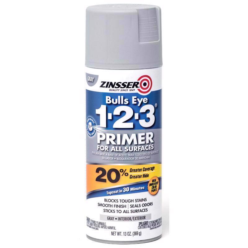 Zinsser Bulls Eye 123 Gray Water-Based Alkyd Primer 13 oz (Pack of 6)